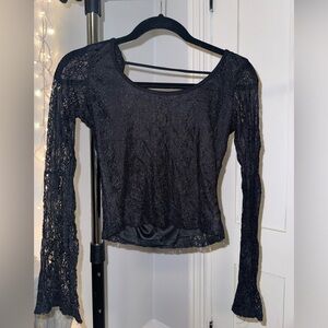Black Lace Long Sleeve Top